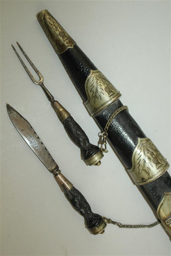 A 19th century Scottish Regimental dirk, probably for Gordon Highlanders, overall 16.5in incl. scabbard and handle